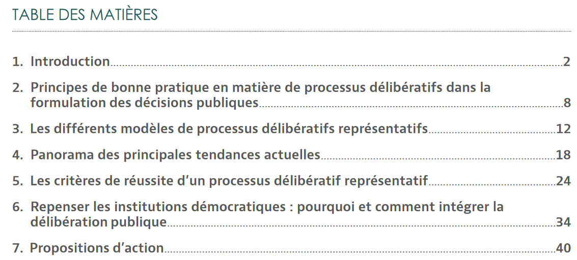 table des matières